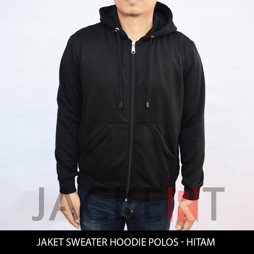 Detail Sweater Hoodie Hitam Polos Nomer 33