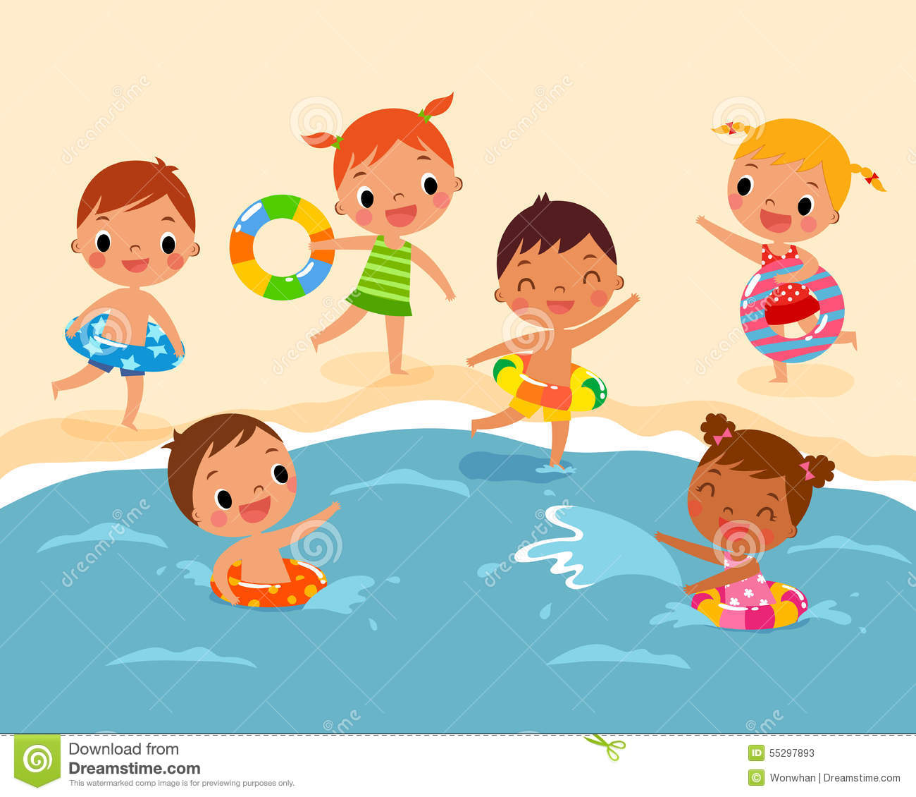 Detail Swimming At The Beach Clipart Nomer 12