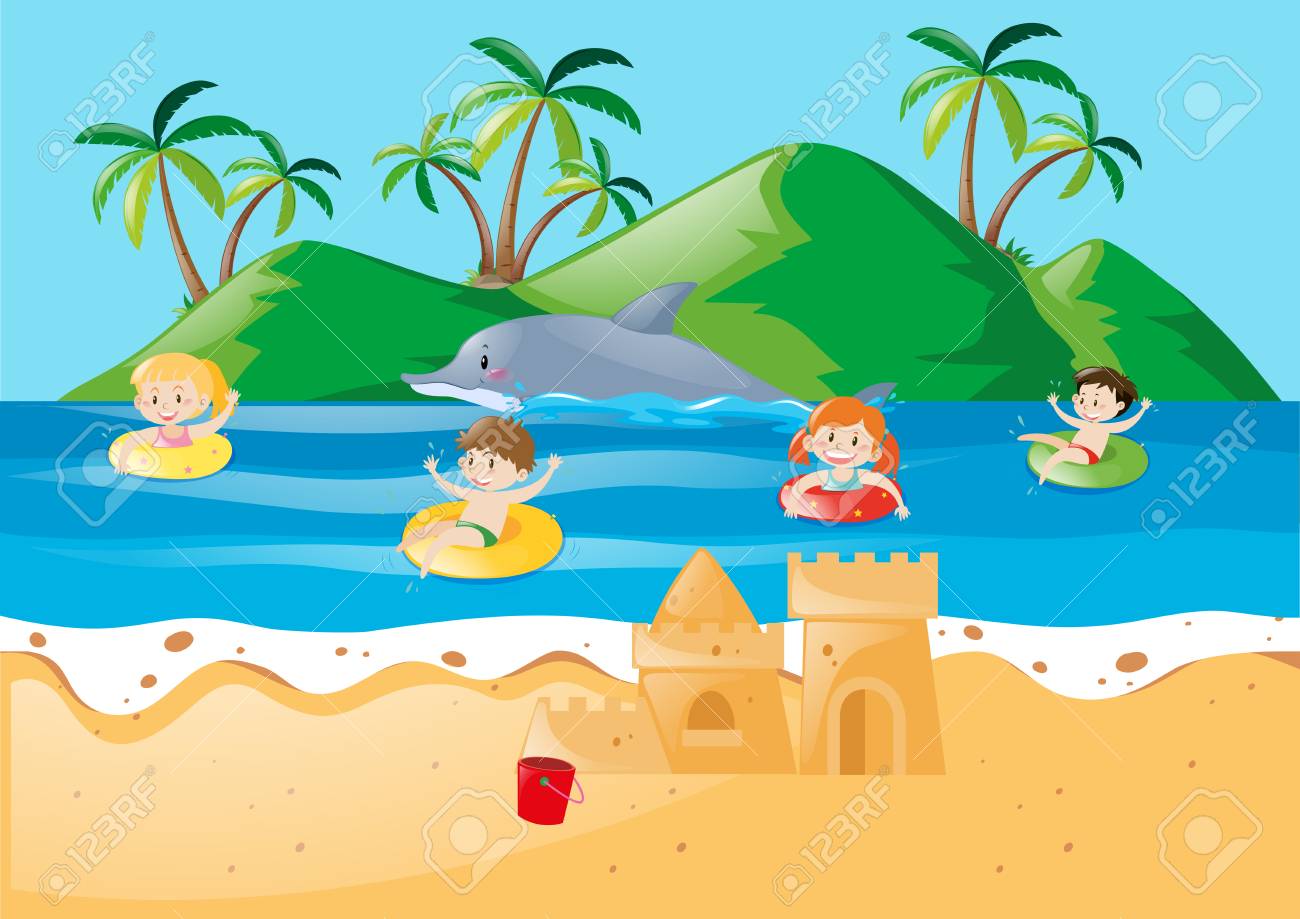 Detail Swimming At The Beach Clipart Nomer 18