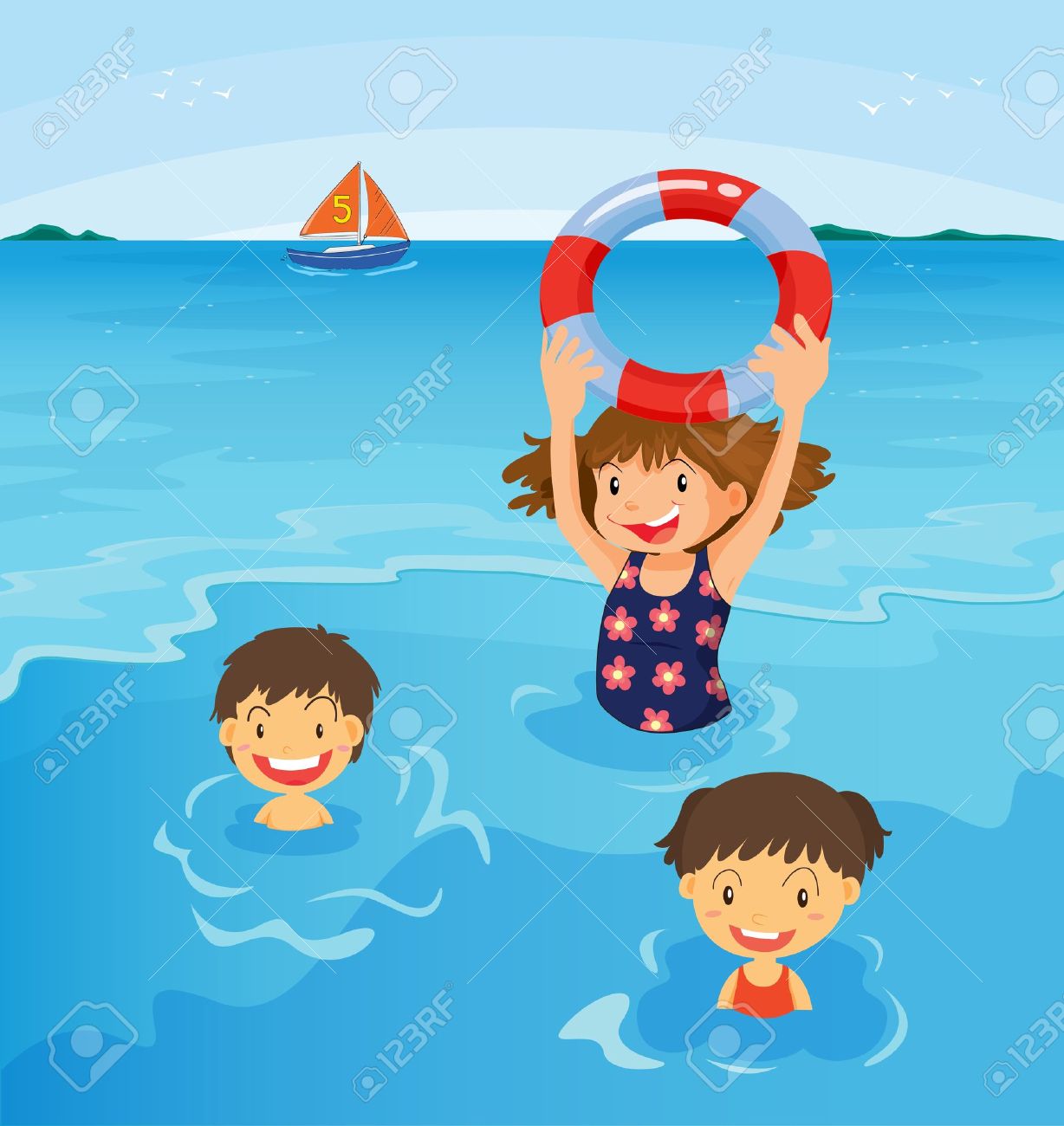 Detail Swimming At The Beach Clipart Nomer 3