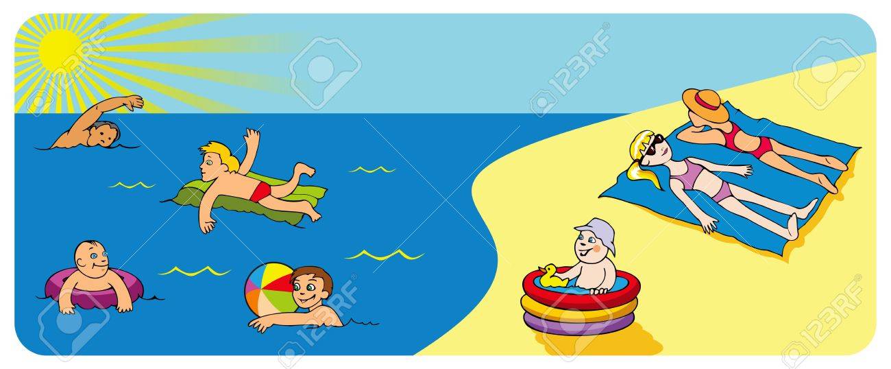 Detail Swimming At The Beach Clipart Nomer 25