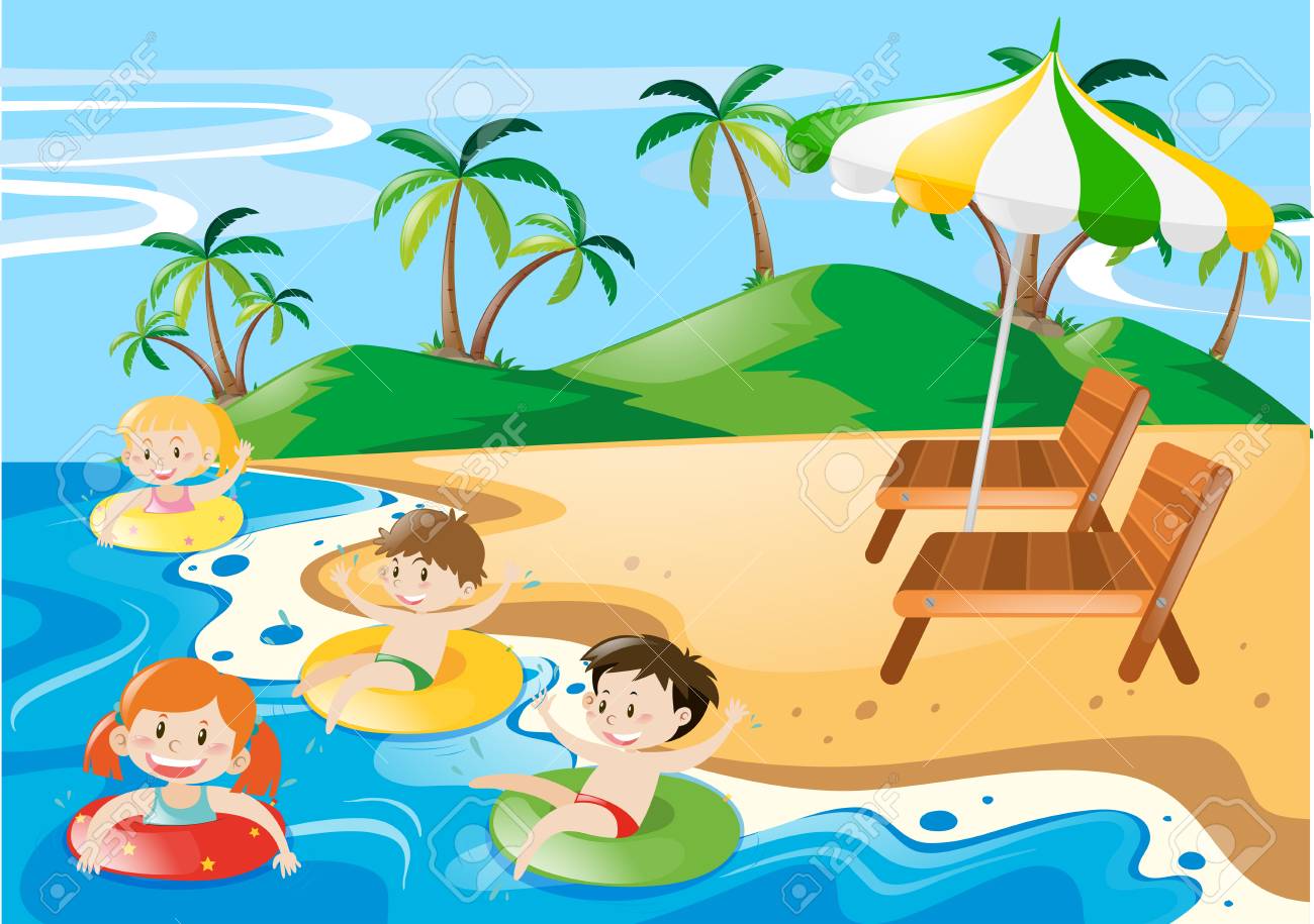 Detail Swimming At The Beach Clipart Nomer 4