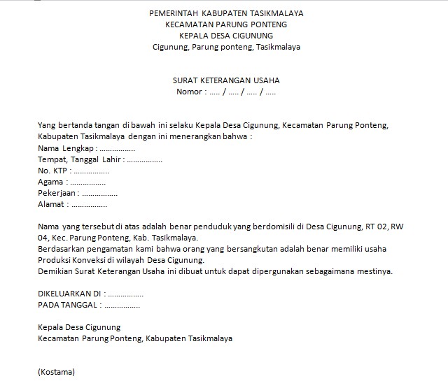 Detail Syarat Buat Surat Keterangan Usaha Nomer 44