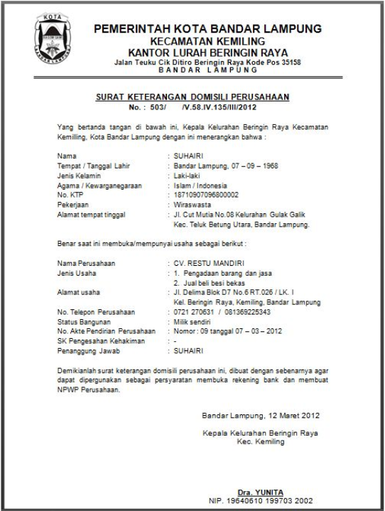 Detail Syarat Buat Surat Keterangan Usaha Nomer 53