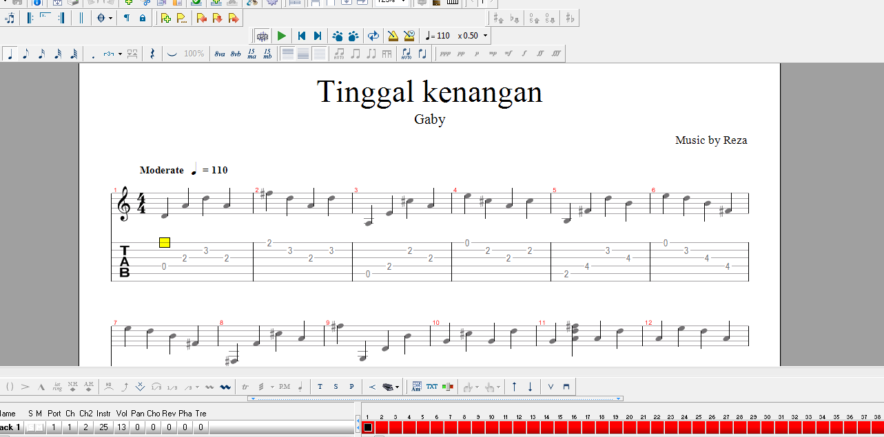 Detail Tab Gitar Gaby Tinggal Kenangan Nomer 3