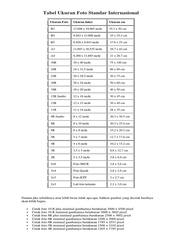 Detail Tabel Ukuran Foto Nomer 6