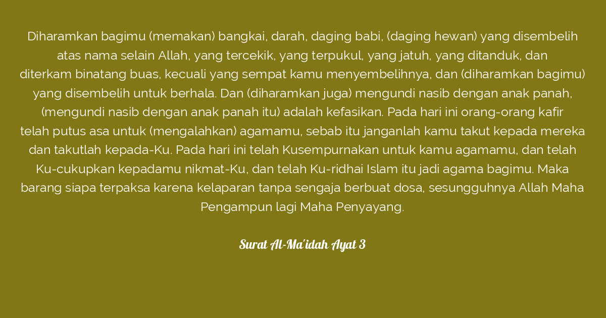 Detail Tafsir Surat Al Maidah Ayat 3 Nomer 32