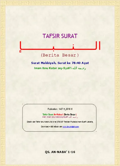 Detail Tafsir Surat An Naba Ibnu Katsir Nomer 35