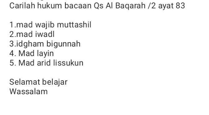 Detail Tajwid Surat Al Baqarah Ayat 83 Nomer 46