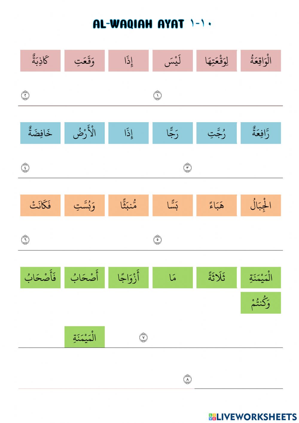 Detail Tajwid Surat Al Waqiah Ayat 1 10 Nomer 45