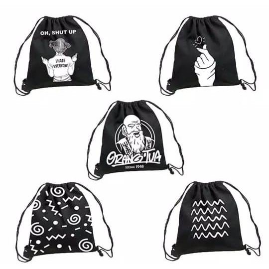 Tas Serut Hitam Bergambar - KibrisPDR