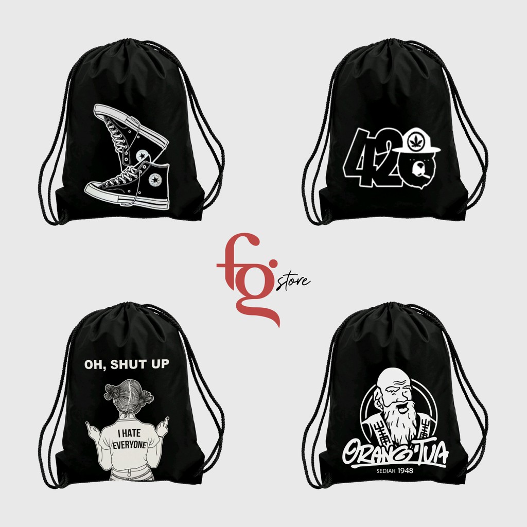 Detail Tas Serut Hitam Bergambar Nomer 11