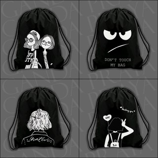 Detail Tas Serut Hitam Bergambar Nomer 6