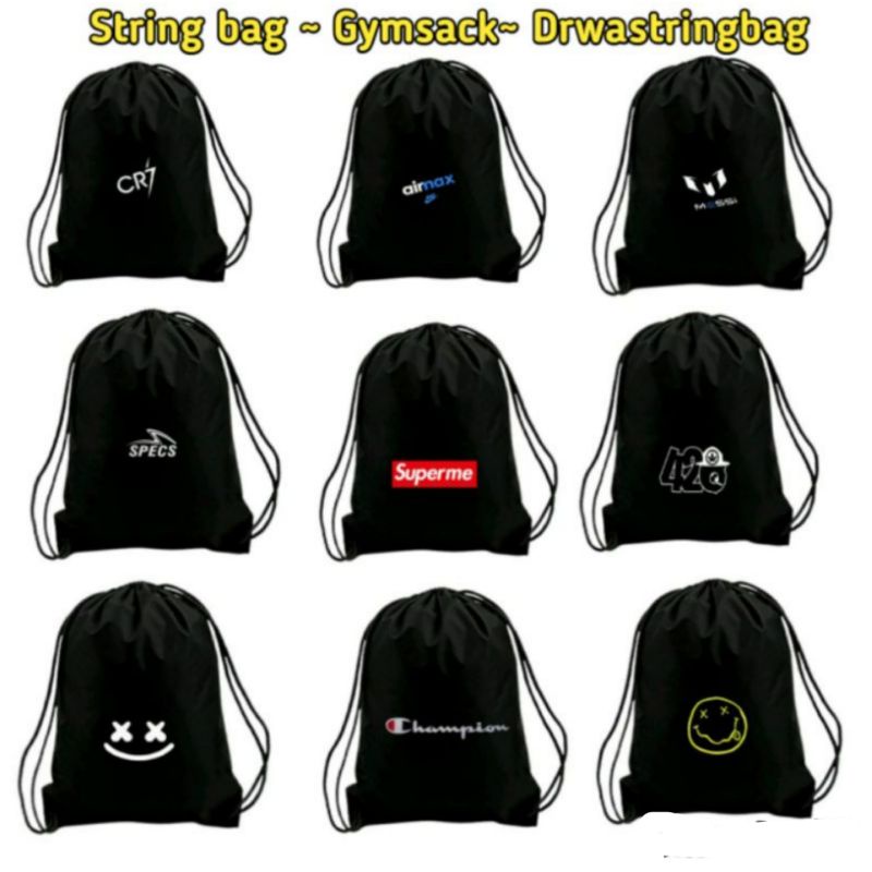 Detail Tas Serut Hitam Bergambar Nomer 7