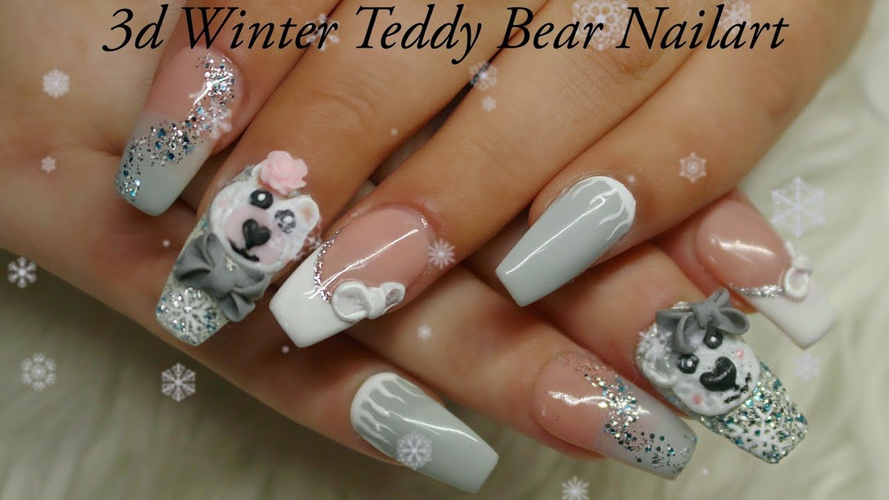 Detail Teddy Bear 3d Nails Nomer 12