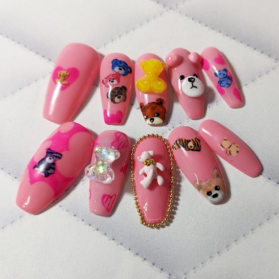 Detail Teddy Bear 3d Nails Nomer 18