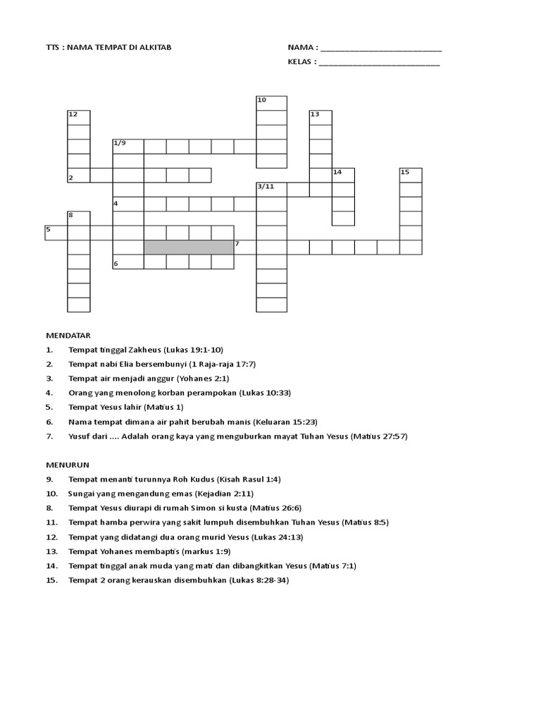 Detail Teka Teki Alkitab Sekolah Minggu Nomer 18