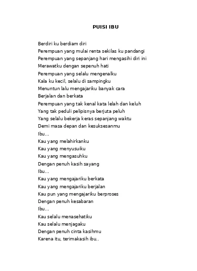 Detail Teks Puisi Ibu Nomer 3
