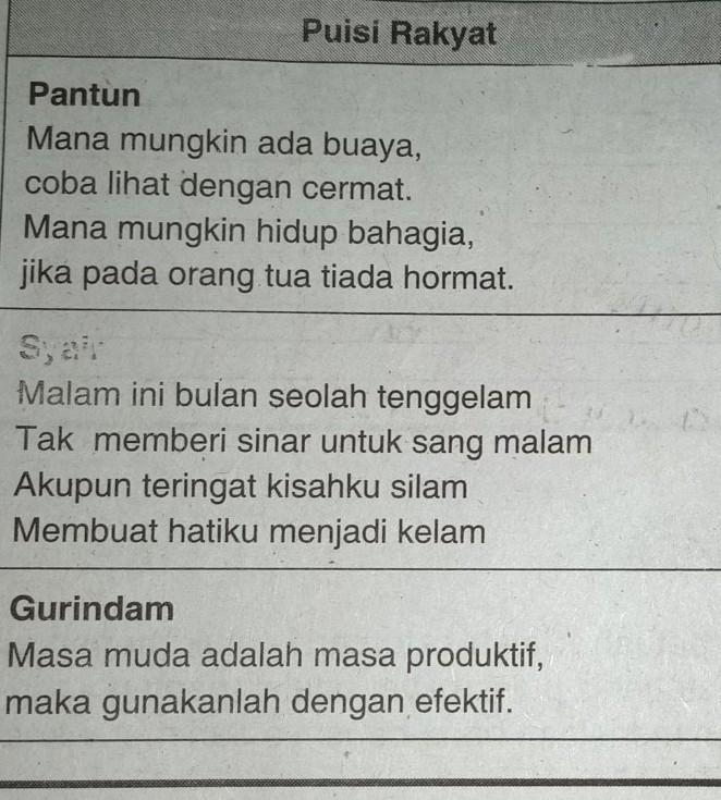 Detail Teks Puisi Rakyat Nomer 12