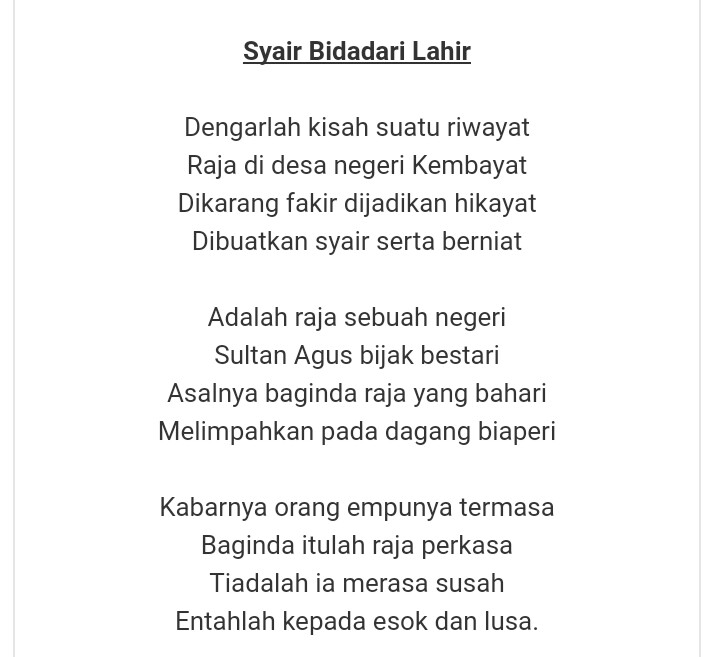 Detail Teks Puisi Rakyat Nomer 9