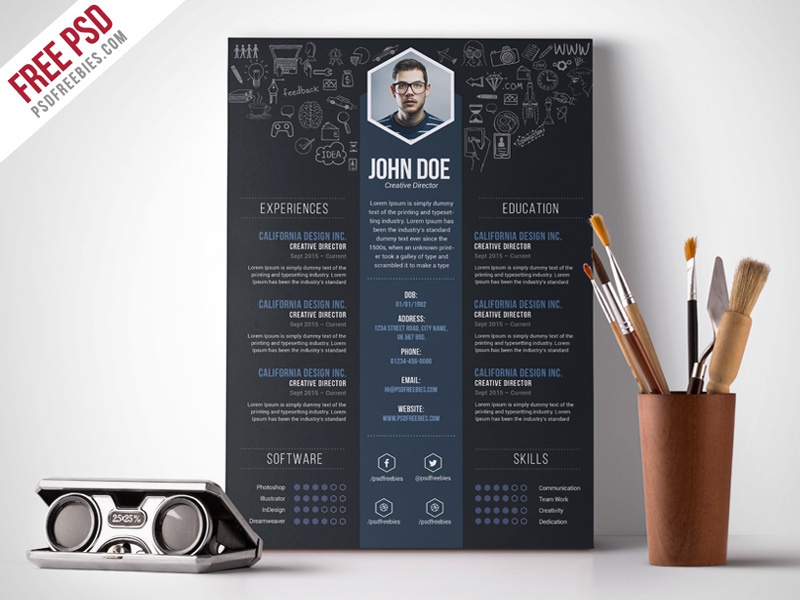 Detail Template Cv Kreatif Psd Nomer 12