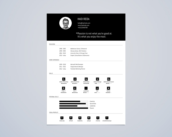 Detail Template Cv Kreatif Psd Nomer 32