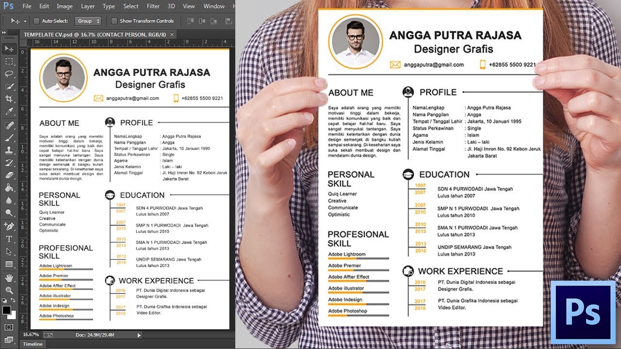 Detail Template Cv Kreatif Psd Nomer 44