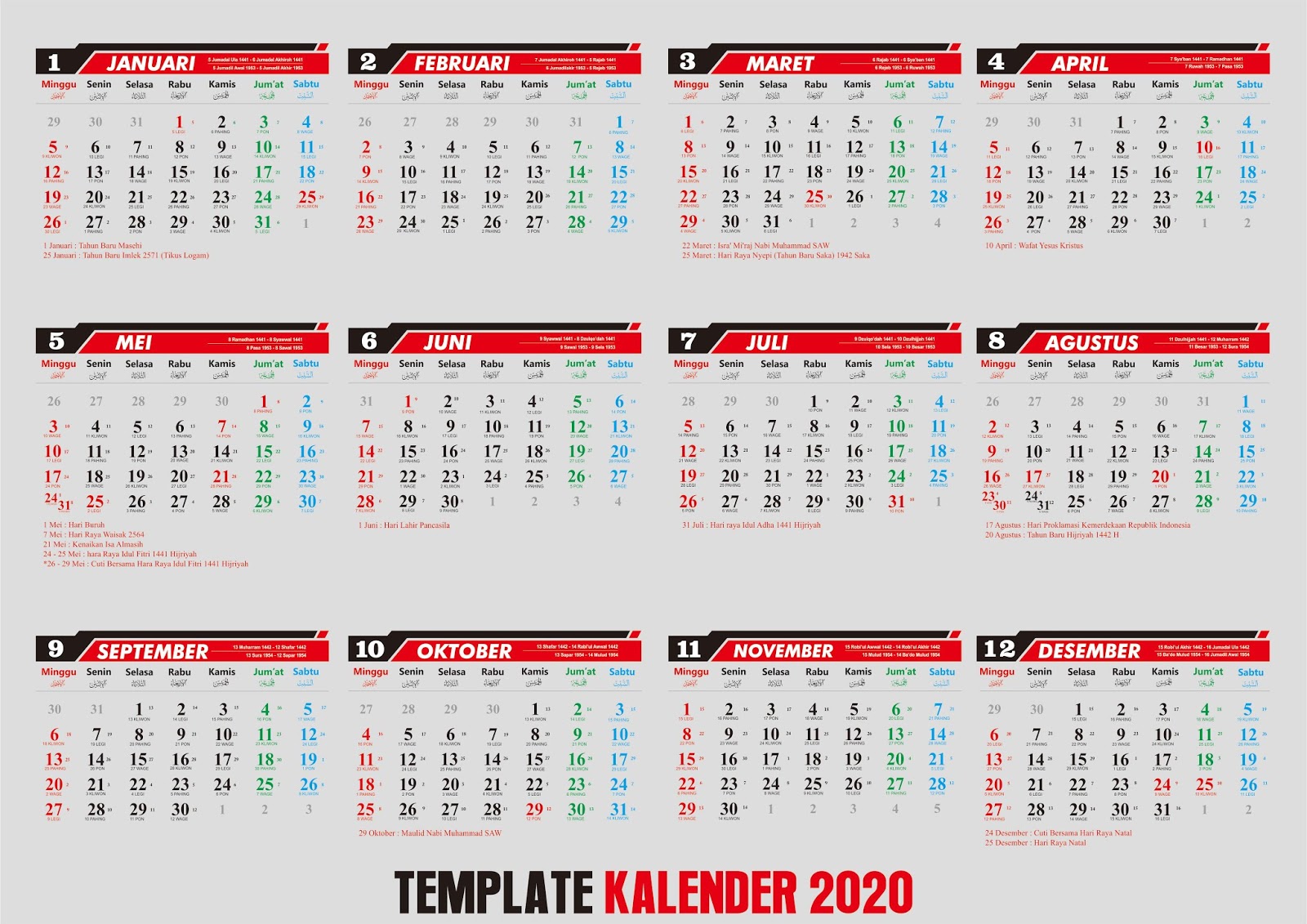 Detail Template Kalender 2020 Png Nomer 13