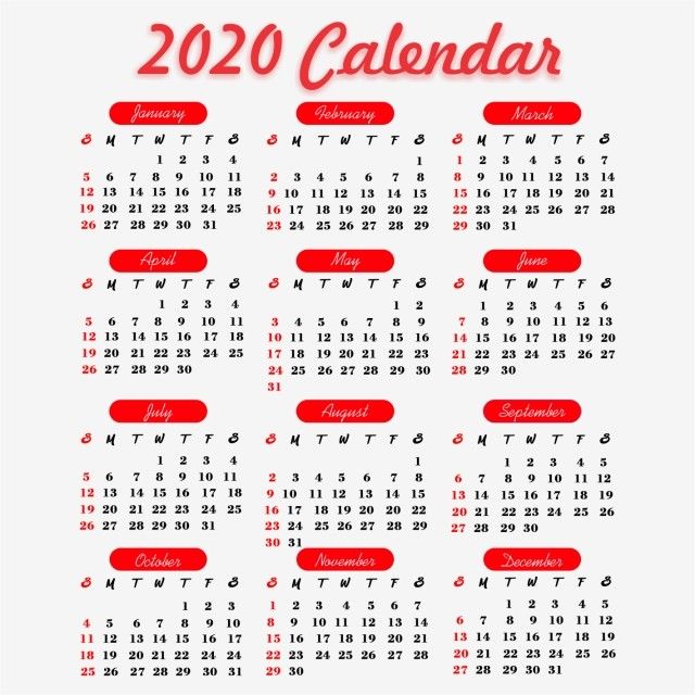 Detail Template Kalender 2020 Png Nomer 25