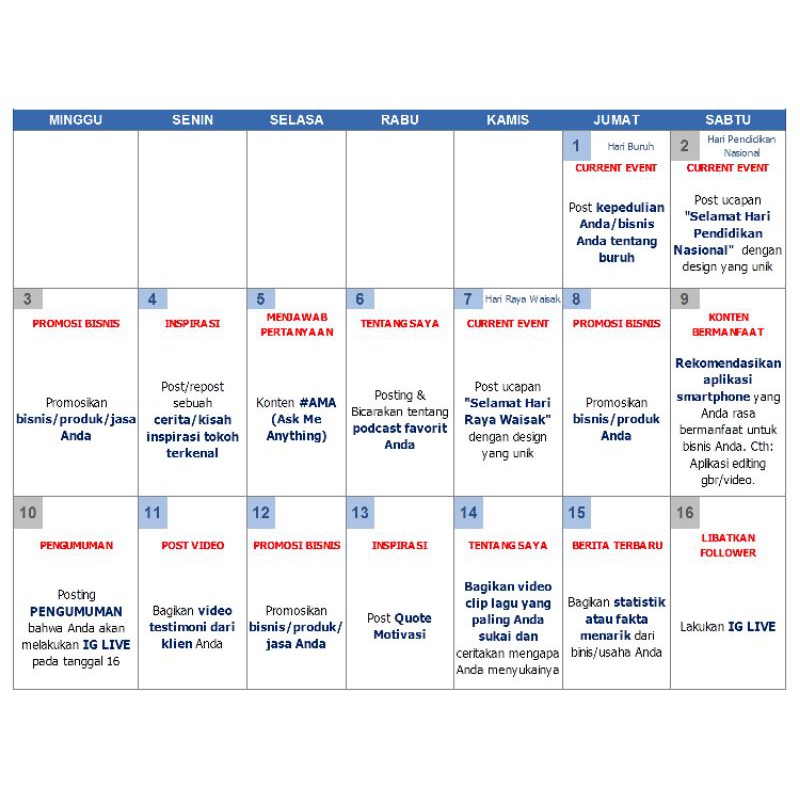 Detail Template Kalender Konten Media Sosial Nomer 10