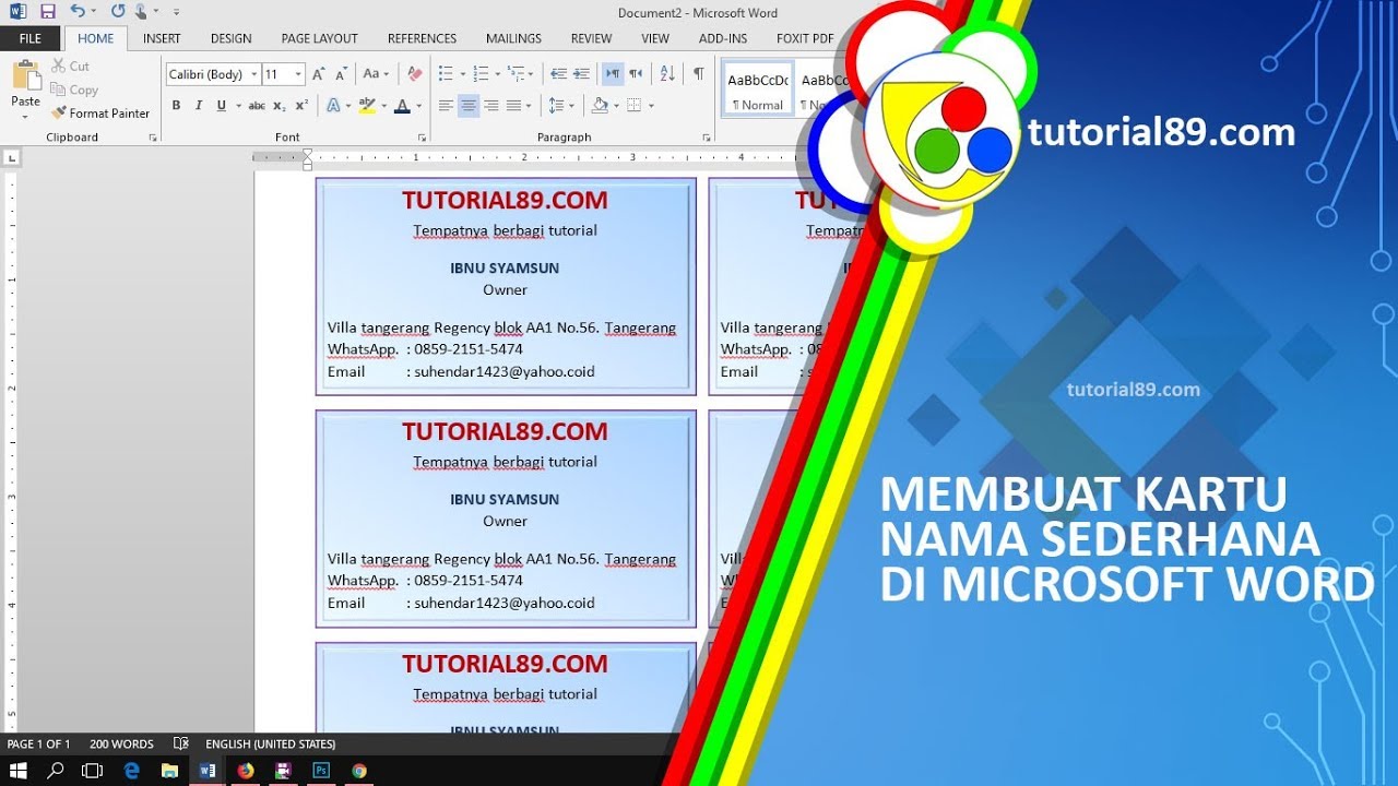 Detail Template Kartu Nama Word Nomer 31