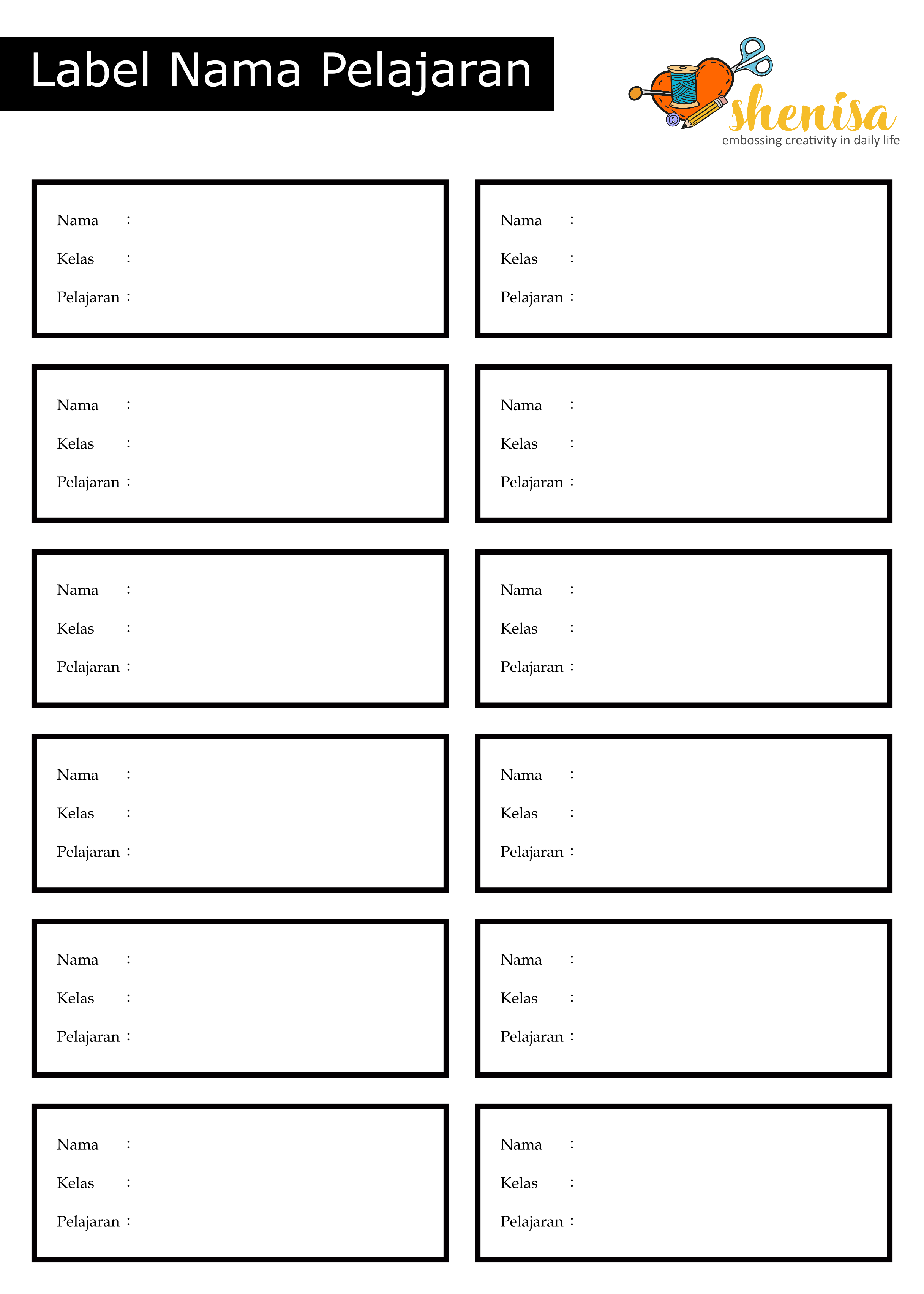 Detail Template Label Nama Anak Nomer 10