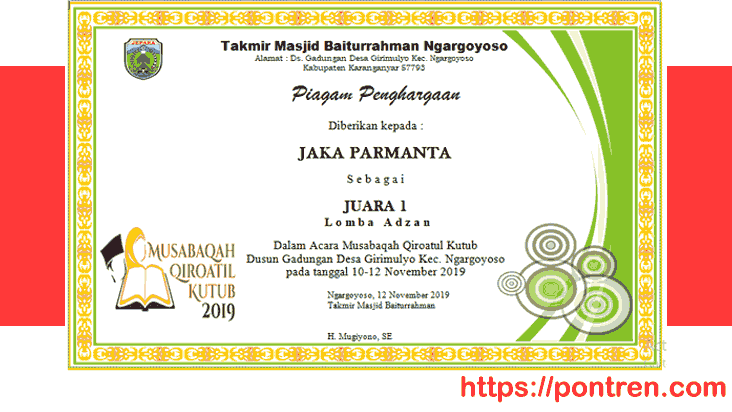 Detail Template Piagam Lomba Nomer 44