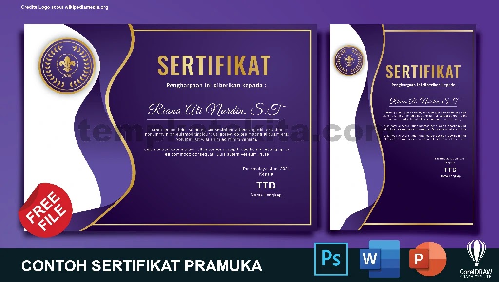 Detail Template Piagam Penghargaan Photoshop Nomer 24