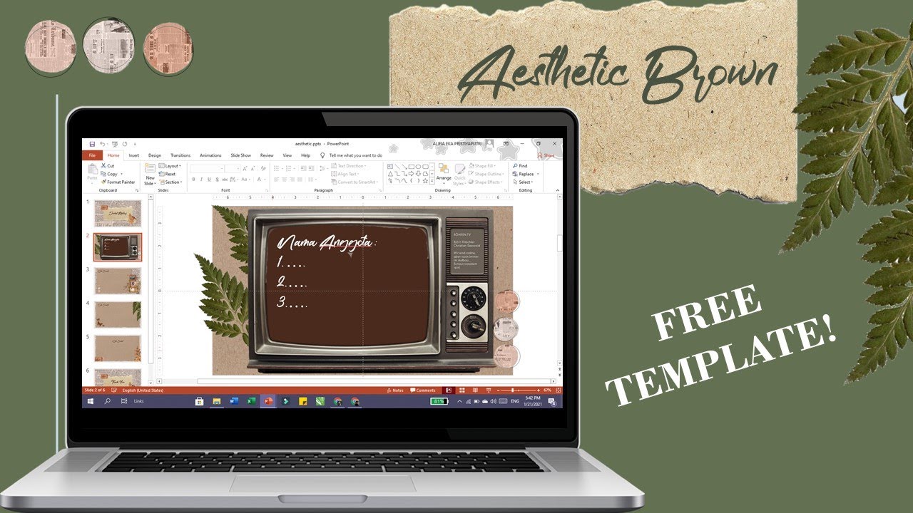 Detail Template Ppt Aesthetic Brown Nomer 32