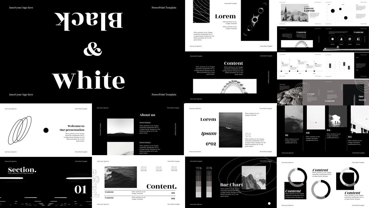 Detail Template Ppt Black And White Nomer 27