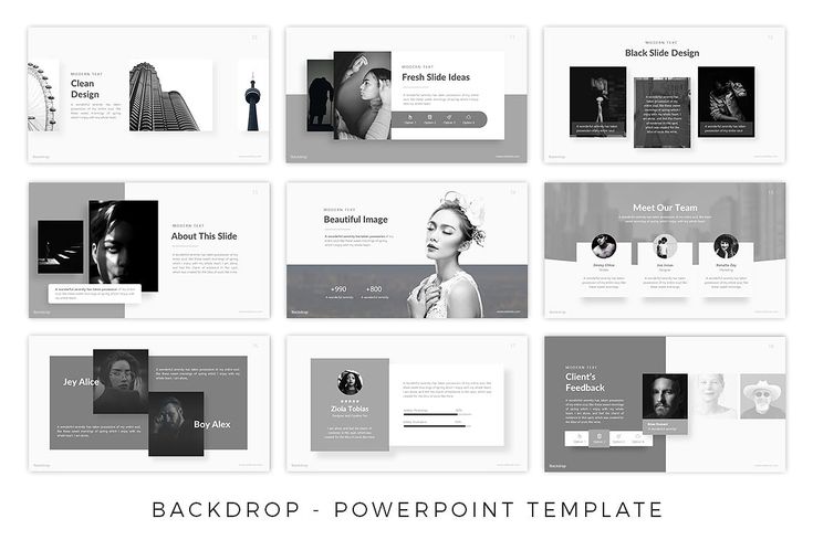 Detail Template Ppt Black And White Nomer 45