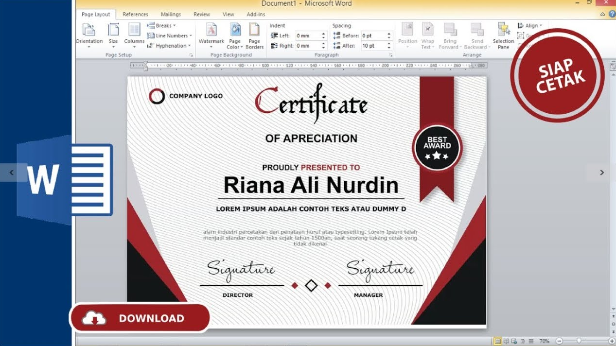 Detail Template Sertifikat Doc Gratis Nomer 14