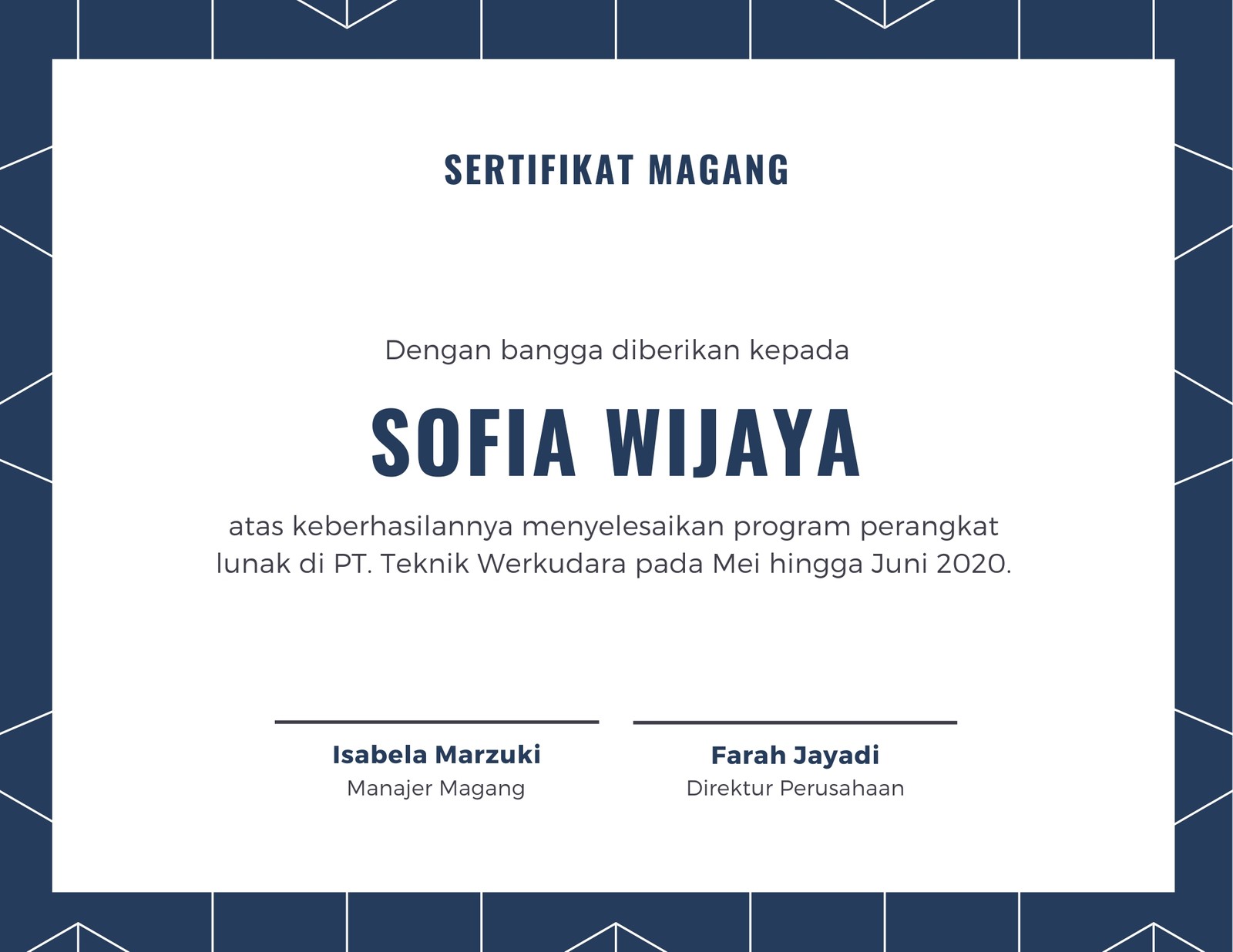 Detail Template Sertifikat Magang Nomer 17