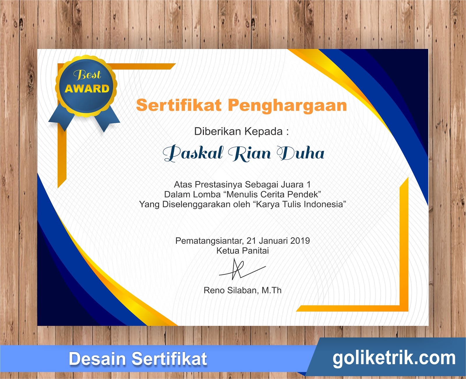 Detail Template Sertifikat Magang Nomer 39