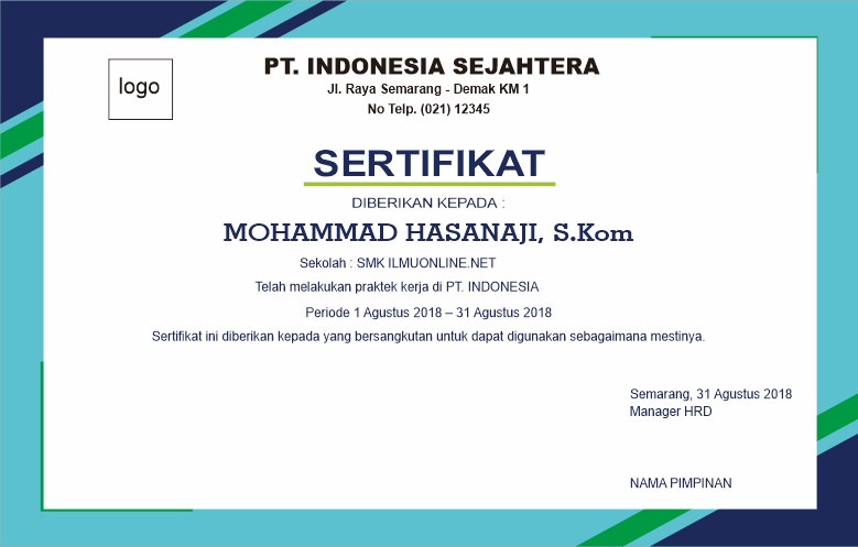 Detail Template Sertifikat Pkl Nomer 6