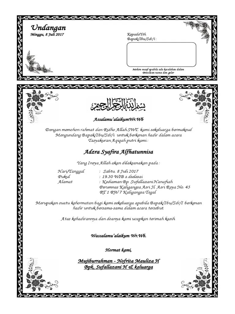 Detail Template Undangan Aqiqah Word Nomer 11