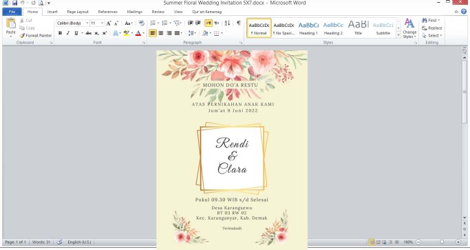 Detail Template Undangan Pernikahan Word Nomer 36