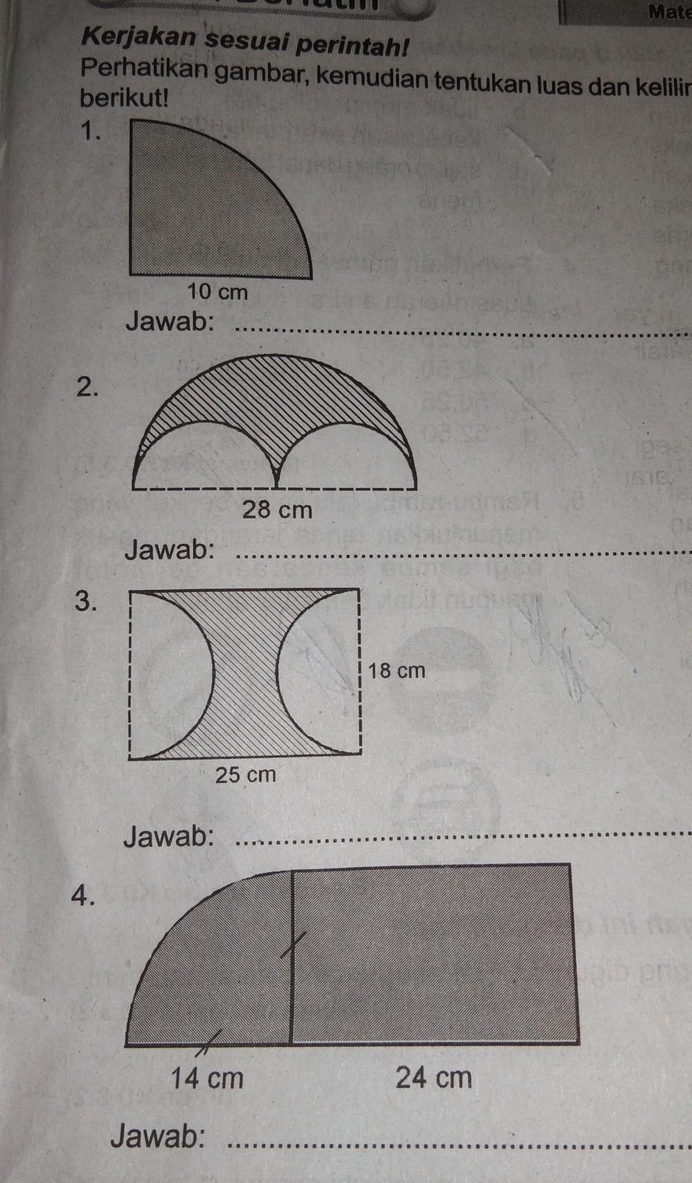 Detail Tentukan Luas Dan Keliling Gambar Yang Diarsir Nomer 3