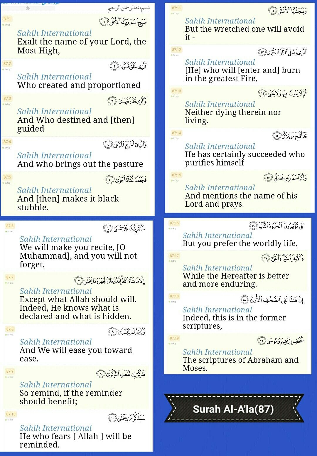 Detail Terjemahan Surat Al A La Nomer 8