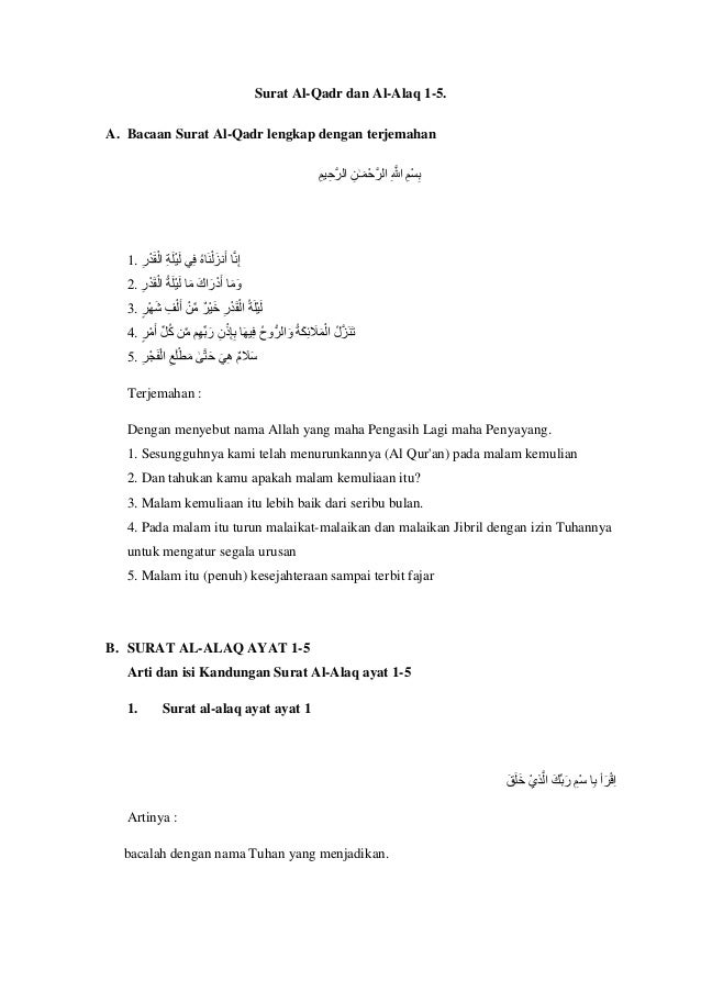 Detail Terjemahan Surat Al Alaq 1 5 Nomer 10