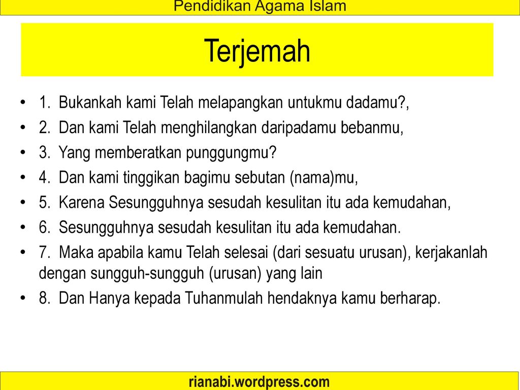 Detail Terjemahan Surat Al Insyirah Nomer 7