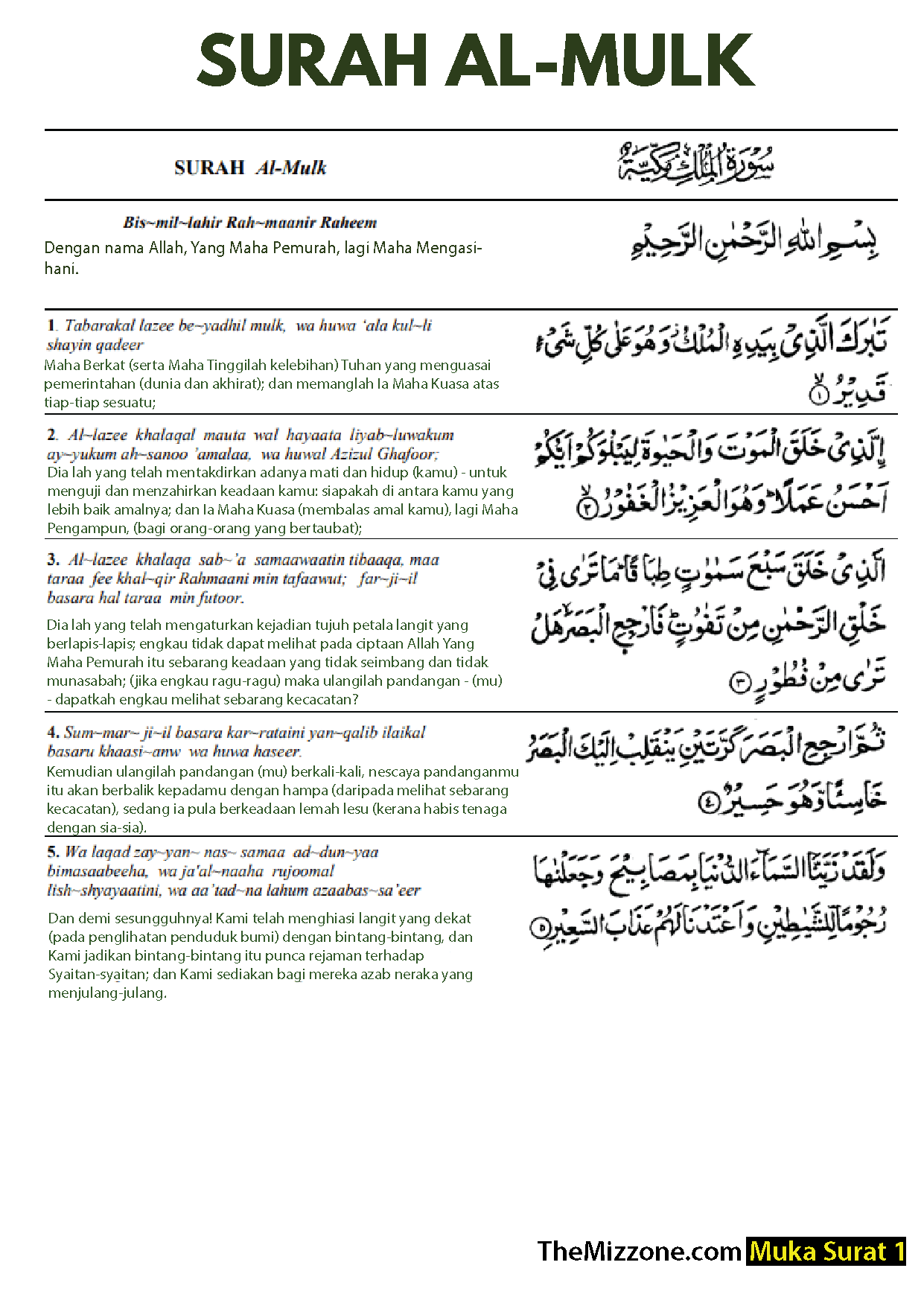 Detail Terjemahan Surat Al Mulk Ayat 1 30 Nomer 3