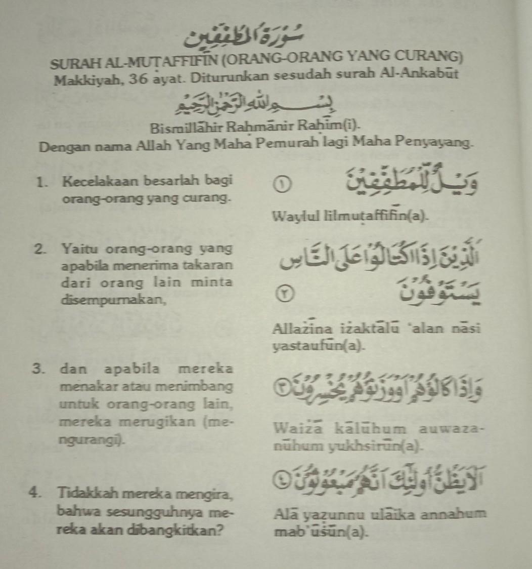 Detail Terjemahan Surat Al Muthaffifin Nomer 6