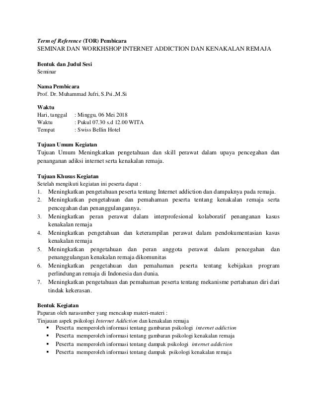 Detail Term Of Reference Contoh Nomer 18